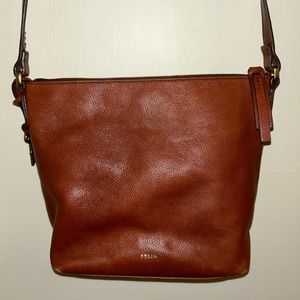 Fossil Brown Leather Crossbody